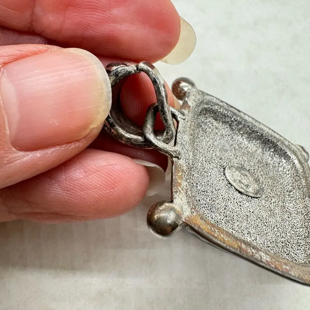 Vintage Premier Designs Silver Tone Black Stone Pendant Chain Necklace Stamped